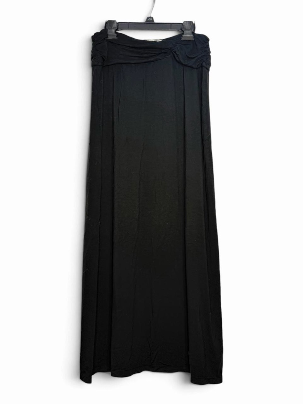 Y2K Max Studio Black Ruched Waist Flowy Maxi Skirt